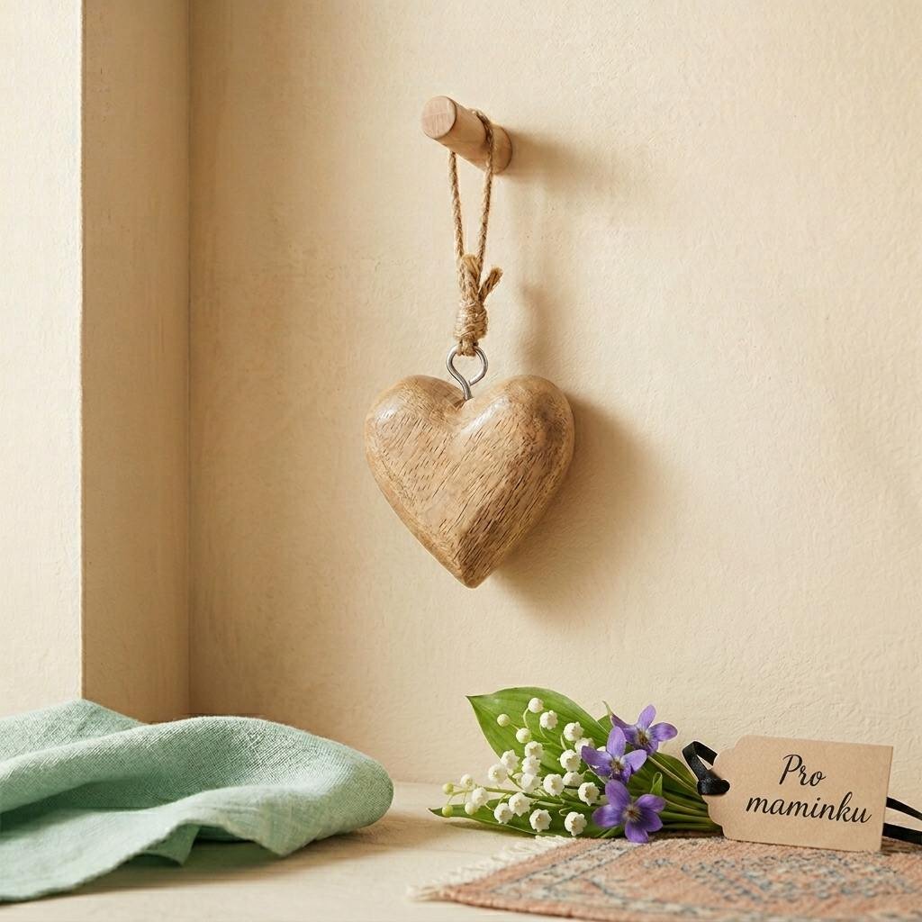 Srdce z mangového dřeva
