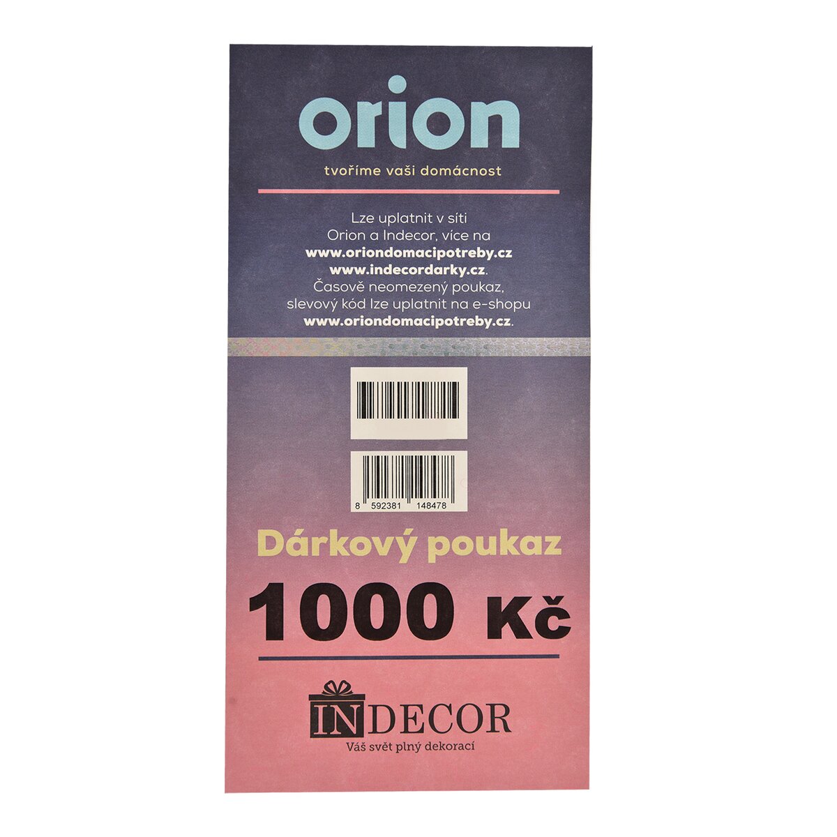 Dárkový poukaz Orion/Indecor 1 000 Kč