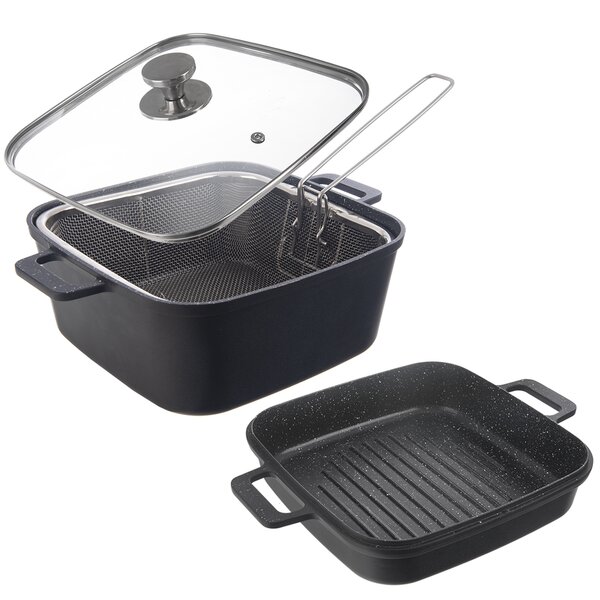 Pekáč GRANDE s víkem 32,5x24,5x16,5 cm oboustranný + frit. košík