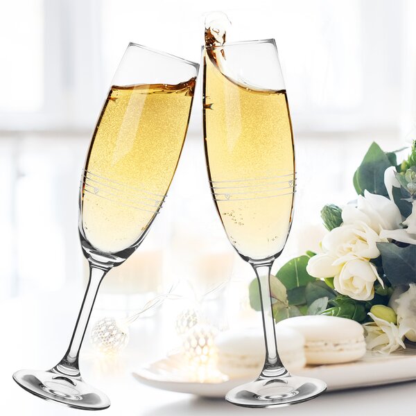 Sklenice na sekt SRDÍČKA 0,22 l 2 ks