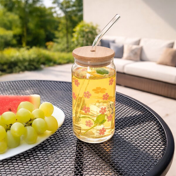 Sklenice s víčkem a brčkem 0,5 l 1 ks