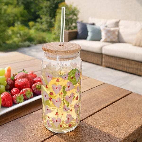 Sklenice s víčkem a brčkem 0,5 l 1 ks