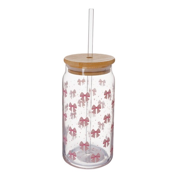 Sklenice s víčkem a brčkem 0,5 l 1 ks