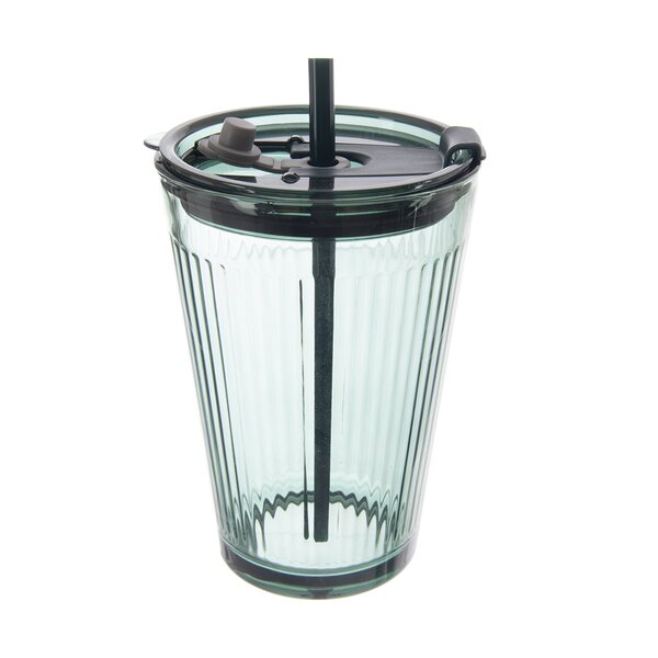 Sklenice s víčkem a brčkem VERDE 0,46 l, 1 ks