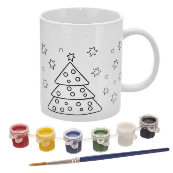 Hrnek s barvami a štětcem STROMEK 0,38 l