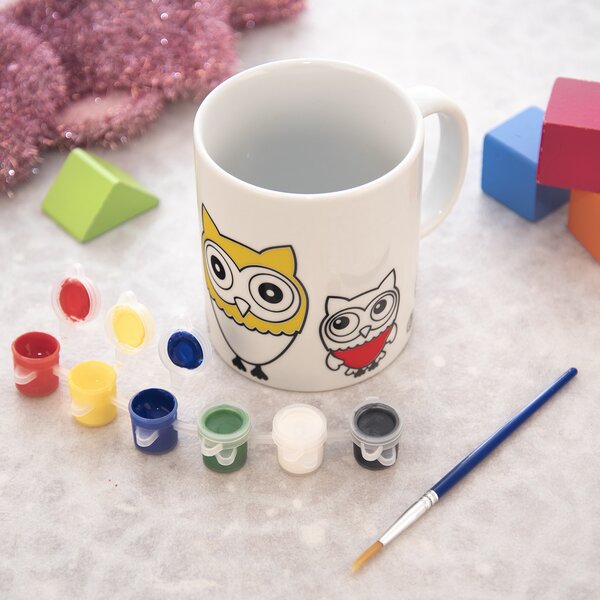 Hrnek s barvami a štětcem SOVA 0,38 l