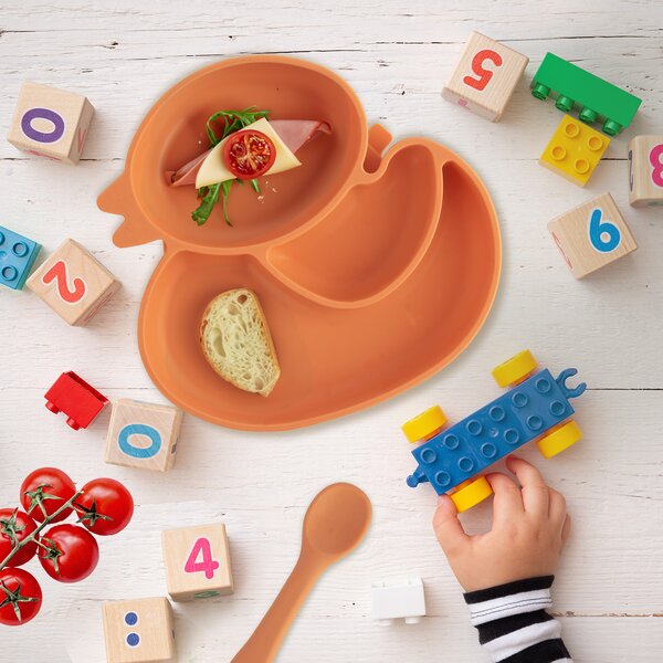 Dělený dětský talíř kačenka 19,5x19 cm