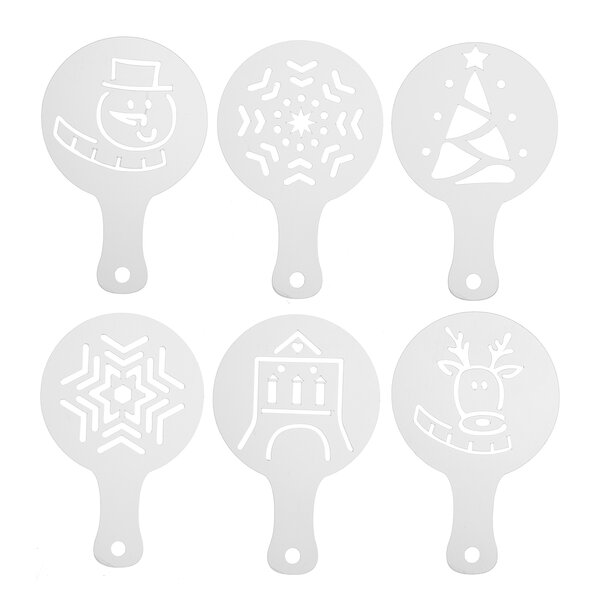 Zdobicí šablony na kávu Vánoce set 6 ks