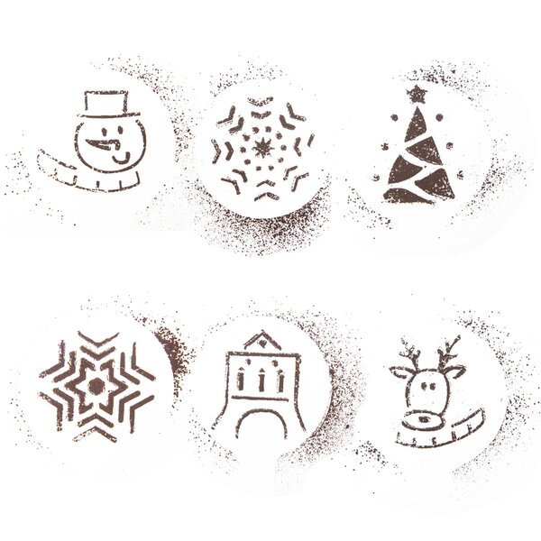 Zdobicí šablony na kávu Vánoce set 6 ks