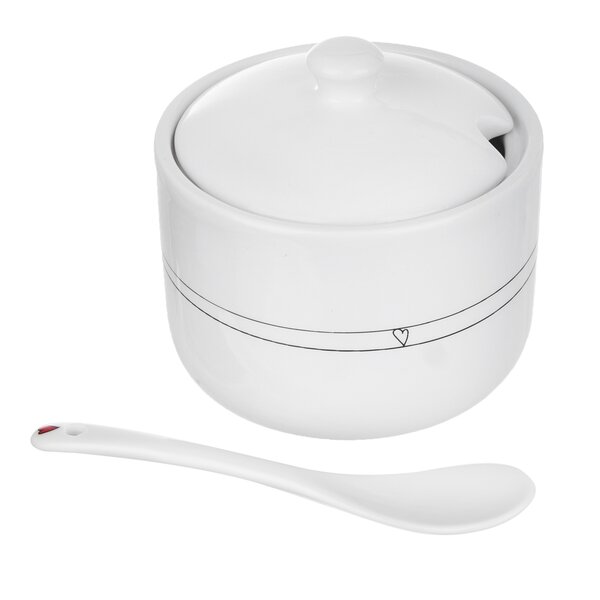 Cukřenka se lžičkou SRDÍČKA pr. 9,5 cm