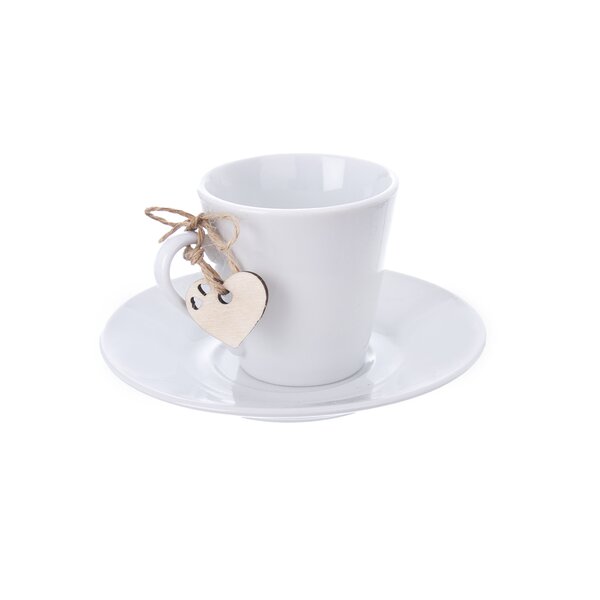 Hrnek s podšálkem 0,09l + visačka srdíčko