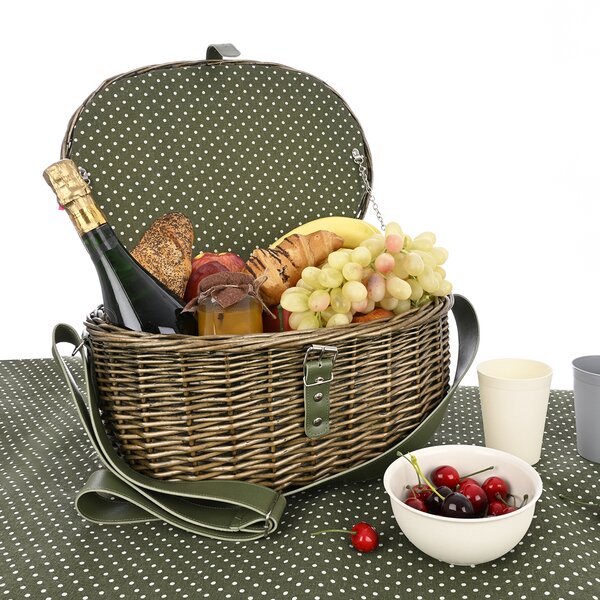 Piknikový koš s víkem a textilní vsadkou VERDE