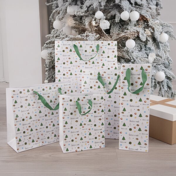 Dárková taška Šťastné a veselé 32x12x26 cm