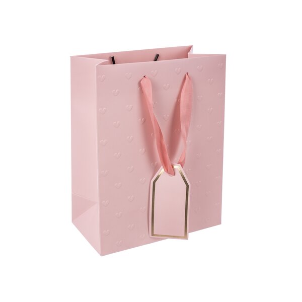 Dárková taška vytlačovaná srdíčka 18x10x23 cm