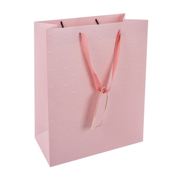 Dárková taška vytlačovaná srdíčka 26x12x32 cm