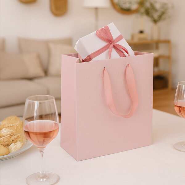 Dárková taška vytlačovaná srdíčka 26x12x32 cm