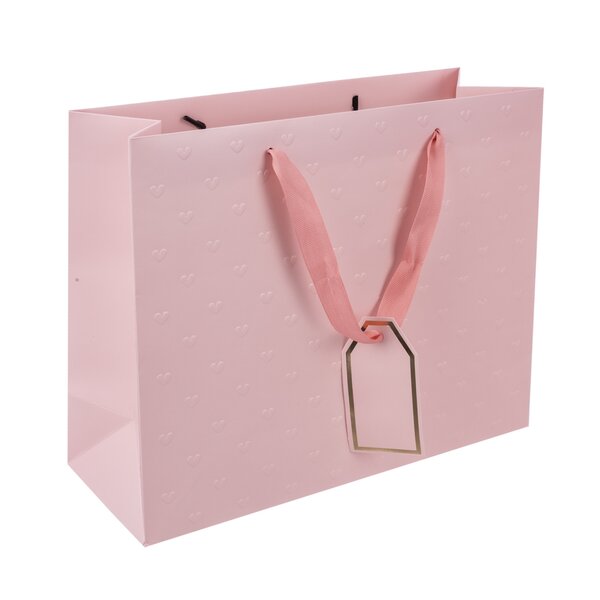 Dárková taška vytlačovaná srdíčka 31x12x26 cm