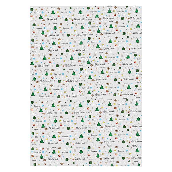 Vánoční balicí papír Šťastné a veselé 100x70 cm 2 ks