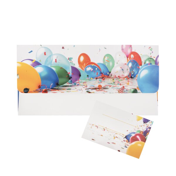 Papírová obálka balónky s vloženou kartičkou