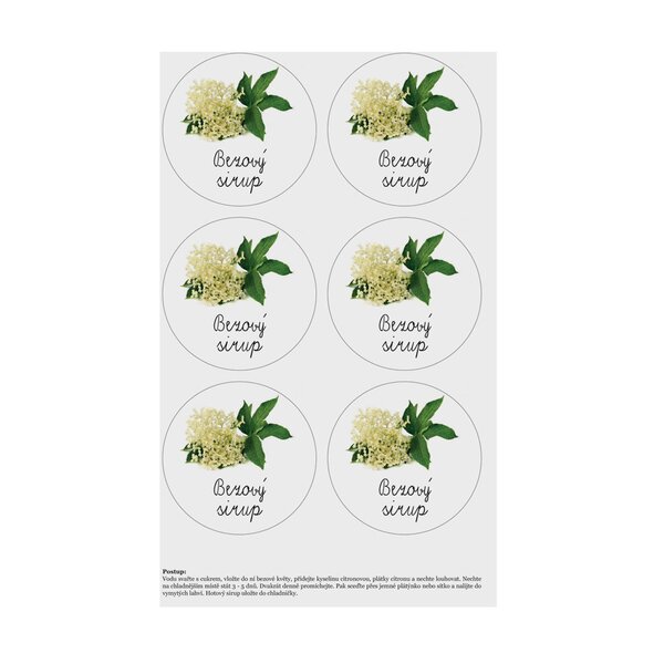 Samolepky na láhve Bezový sirup