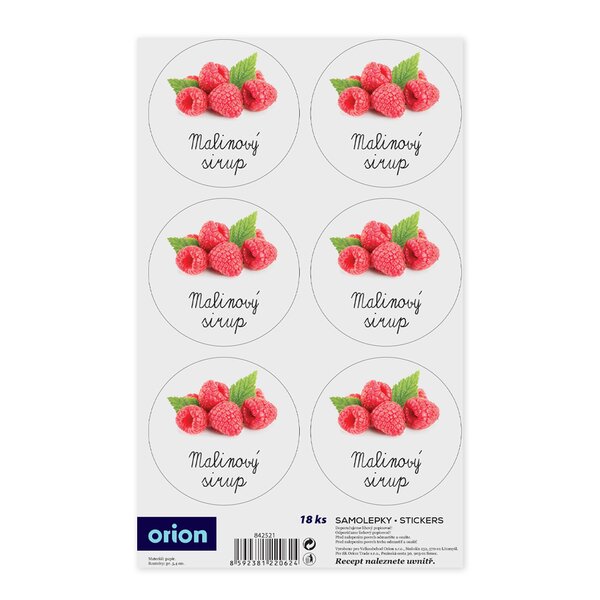 Samolepky na láhve Malinový sirup