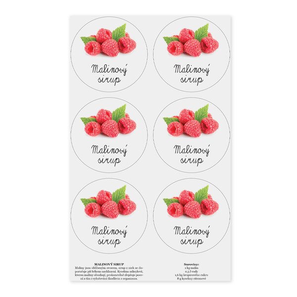 Samolepky na láhve Malinový sirup