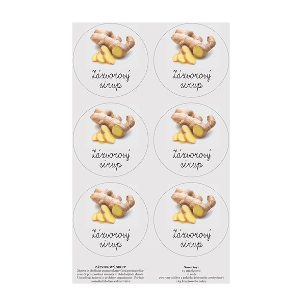 Samolepky na láhve Zázvorový sirup