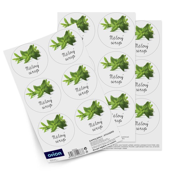 Samolepky na láhve Mätový sirup