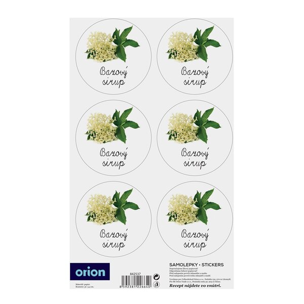 Samolepky na láhve Bazový sirup