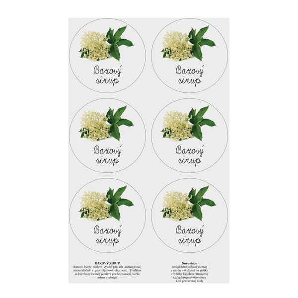 Samolepky na láhve Bazový sirup