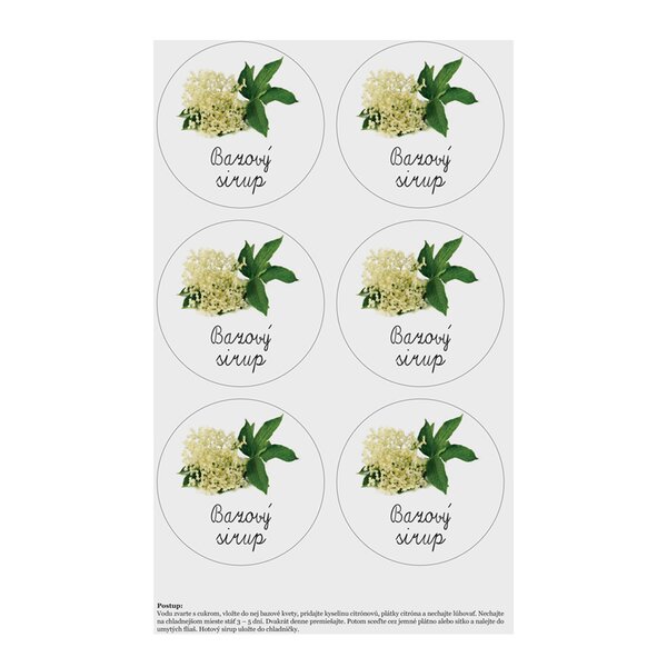 Samolepky na láhve Bazový sirup