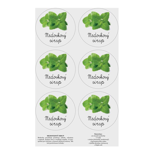 Samolepky na láhve Medovkový sirup