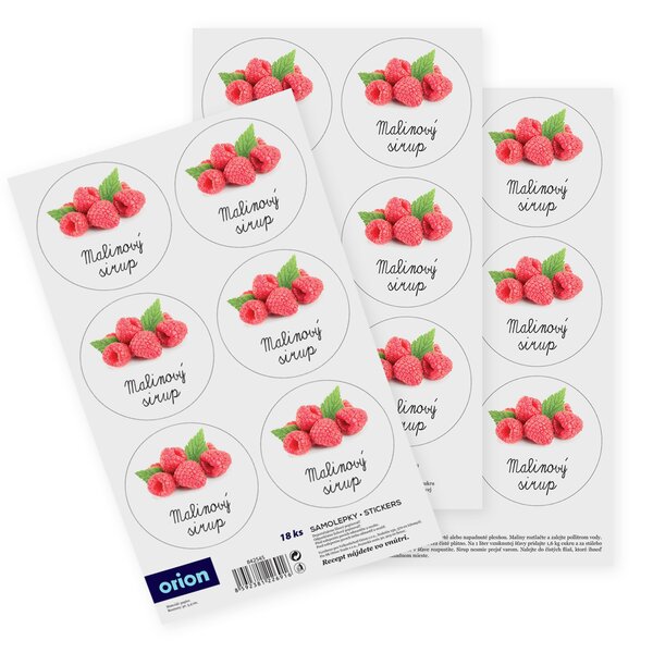 Samolepky na láhve Malinový sirup