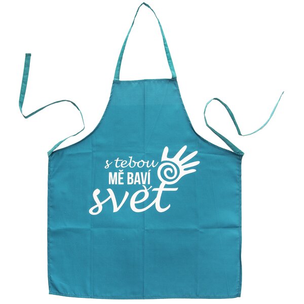 Kuchyňská zástěra S TEBOU MĚ BAVÍ SVĚT 