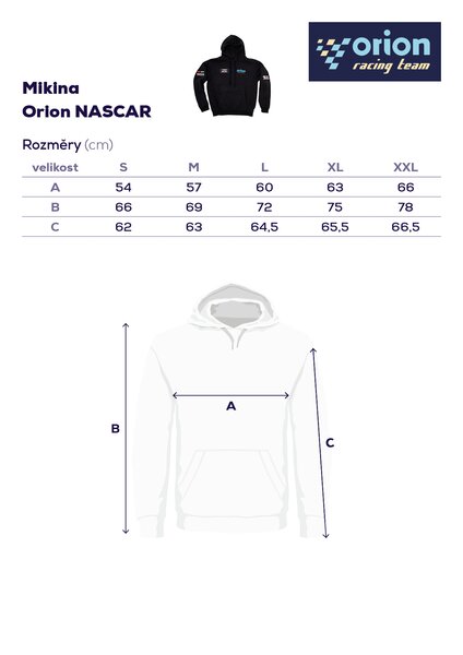 Mikina s kapucí Orion NASCAR vel. XL