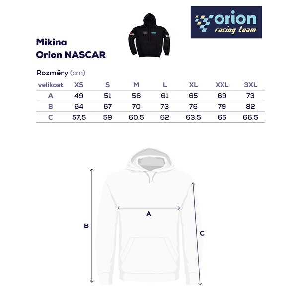 Mikina s kapucí Orion NASCAR vel. XL