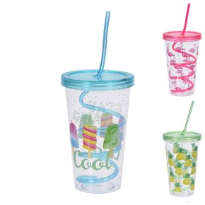 Pohár s víčkem a brčkem 0,45 l