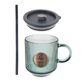 Hrnek s víčkem a brčkem VERDE 0,35 l