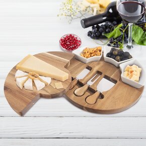 Krájecí prkénko s kráječi na sýr a miskami pr. 28 cm