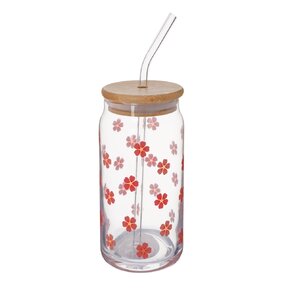 Sklenice s víčkem a brčkem 0,5 l 1 ks