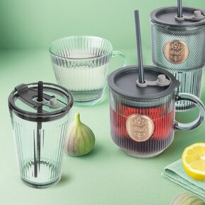 Sklenice s víčkem a brčkem VERDE 0,46 l, 1 ks