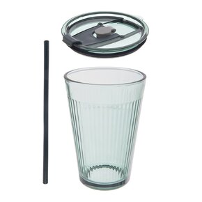 Sklenice s víčkem a brčkem VERDE 0,46 l, 1 ks