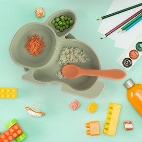 Dělený dětský talíř zajíček 23x18 cm