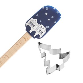 Dárková stěrka s vykrajovačkou DOMKY modrá