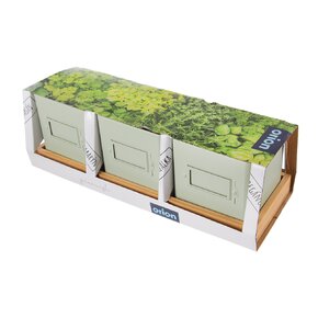 Květináč bylinky GREENISH 11,5x11,5 cm 3 ks+podtácek