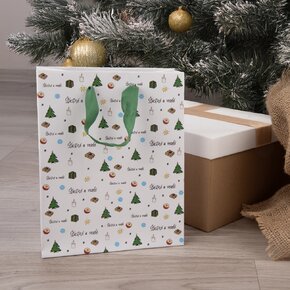 Dárková taška Šťastné a veselé 18x10x23 cm