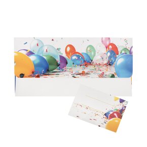 Papírová obálka balónky s vloženou kartičkou
