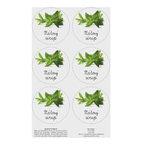 Samolepky na láhve Mátový sirup