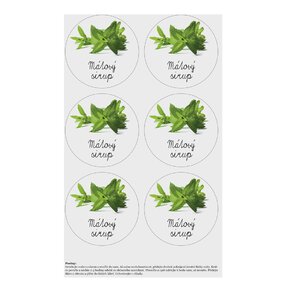 Samolepky na láhve Mátový sirup