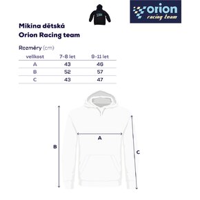 Mikina dětská s kapucí Orion RACING vel. 7-8 let